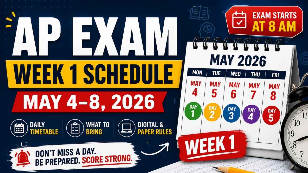 AP exam schedule week 1 May 2026 daily timetable