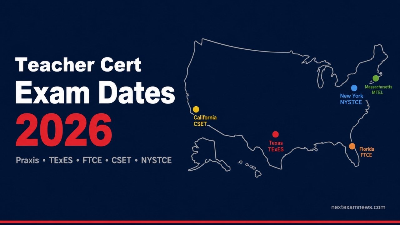teacher certification exam dates 2026